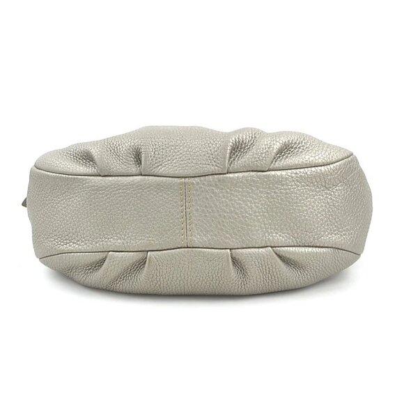 FENDI Selleria Shoulder Bag Gold Gray Leather/Silvertone - Picture 4 of 12